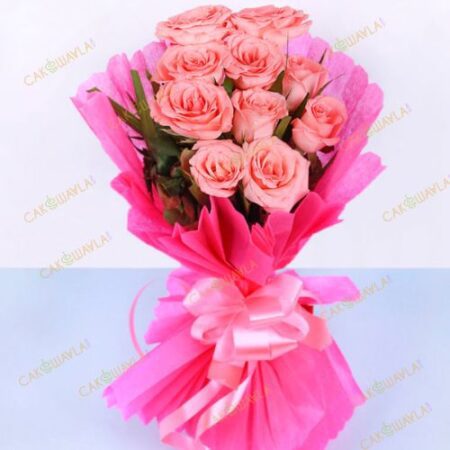 10 Pink Roses Bouquet