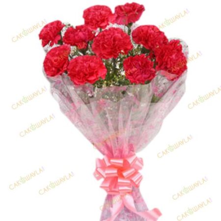 12 Red carnation bouquet