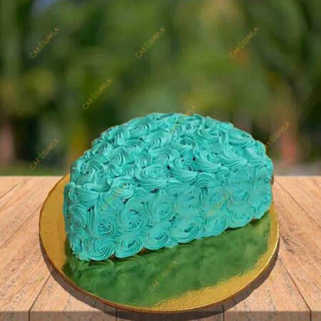 blue floral half cake