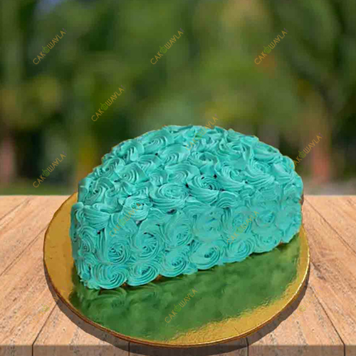 blue floral half cake