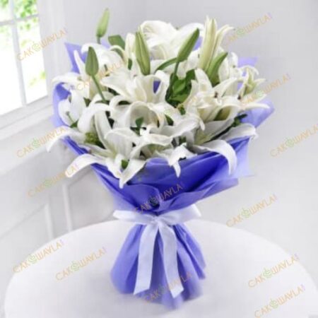 Bunch Of 10 White Lilies