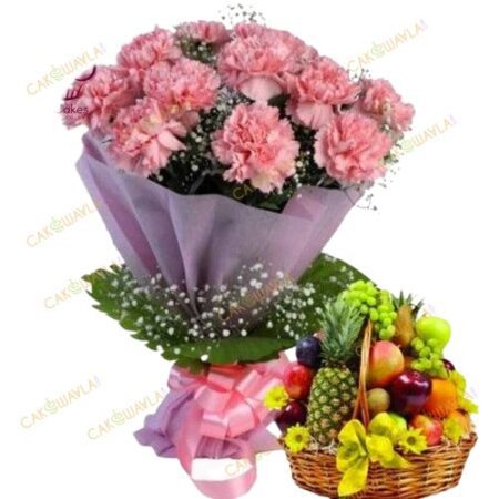 Carnation With Fruit Basket