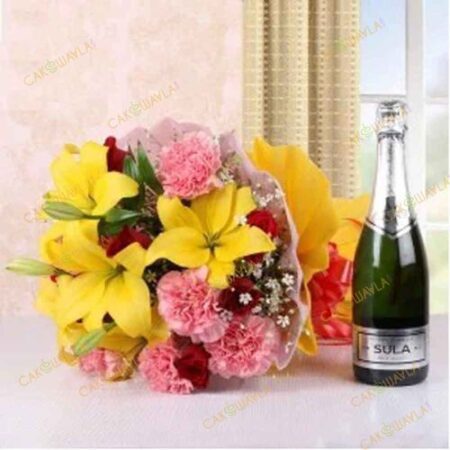 Champagne-With-Mix-Flowers