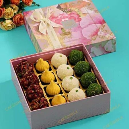 Cute Pink Floral Exotic Sweets Box- 16 Pcs