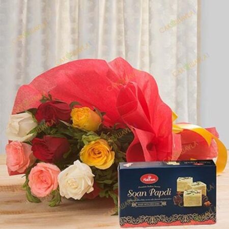 Flowers with Soan Papdi