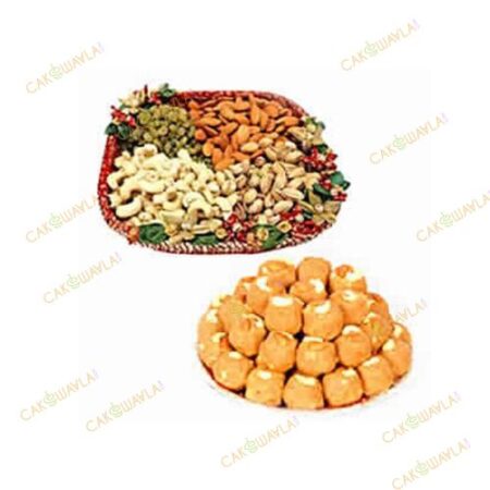 Half kg Dry fruits with half kg Boondi Laddu