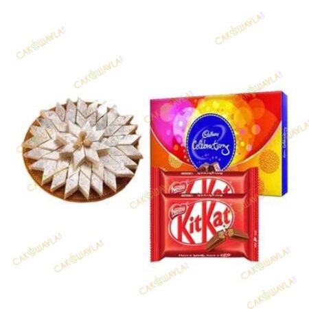 Kaju Katli with Cadbury Celebration and Kitkat