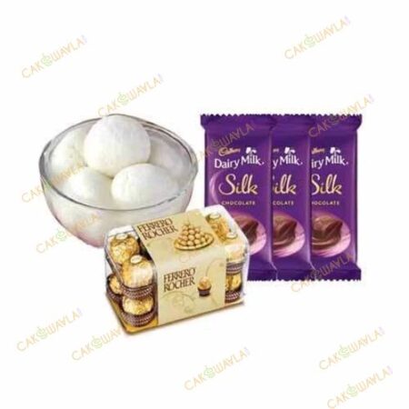 Rasgulla with Ferrero Rocher and Silk