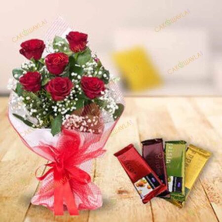 Red Roses With Cadbury Temptat