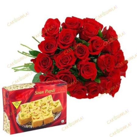 Red Roses With Soan Papdi