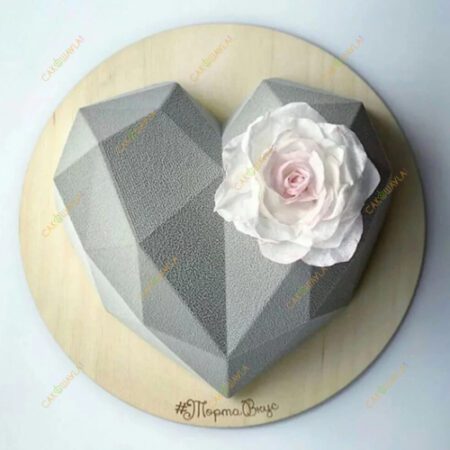 Silver Heart Pinata Cake