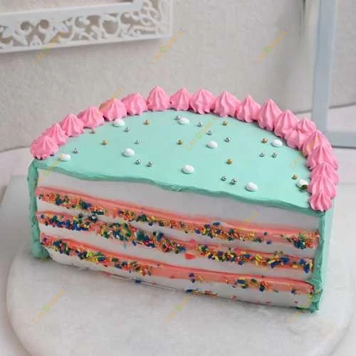 pink & blue half cake